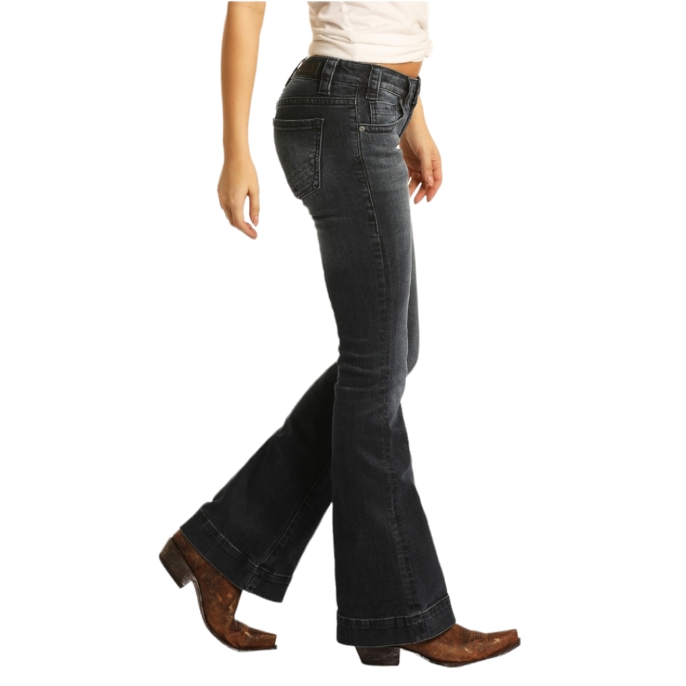 ROCK & ROLL Cowgirl low-rise stretch trousers jeans flares sz 32x34L NWT W8-8486